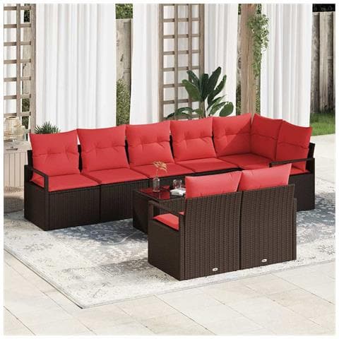 Set di divani 9 pcs Marrone polyrattan - Foto 2