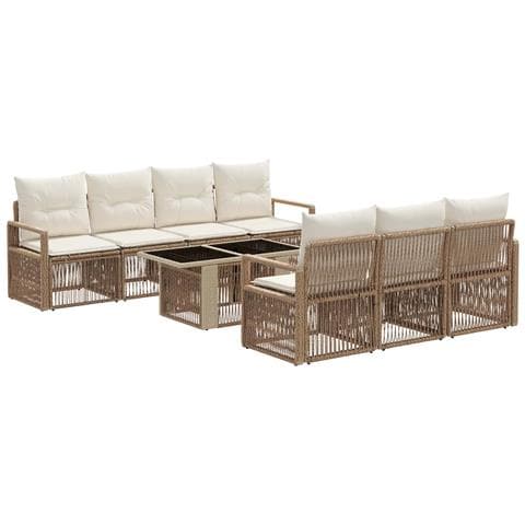Set Divano da Giardino 8 pz Beige e Bianco Crema polyrattan - Foto 1