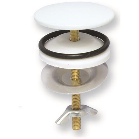 Copriforo Pesante Mm. 50 Per Lavabo / bidet, Copriforo Per Lavabo E Bidet In Ottone Bianco Tipo Pesante Mm. 50 Con Guarnizione Rondella E Galletto - Foto 1