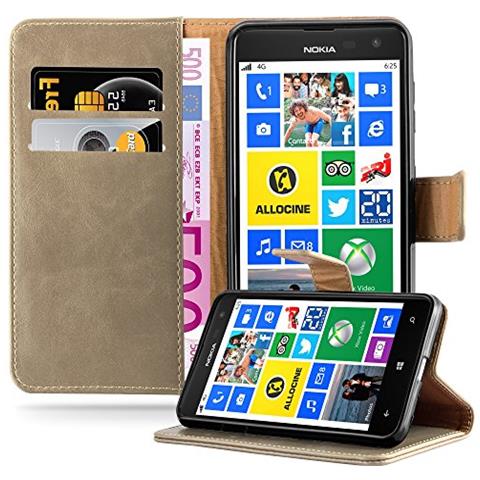 Custodia Compatibile Con Nokia Lumia 625 In Marrone Cappuccino - Coperchio Protettiva Con Chiusura Magnetica, Funzione Stand E Tasca Per Le Carte - Foto 1