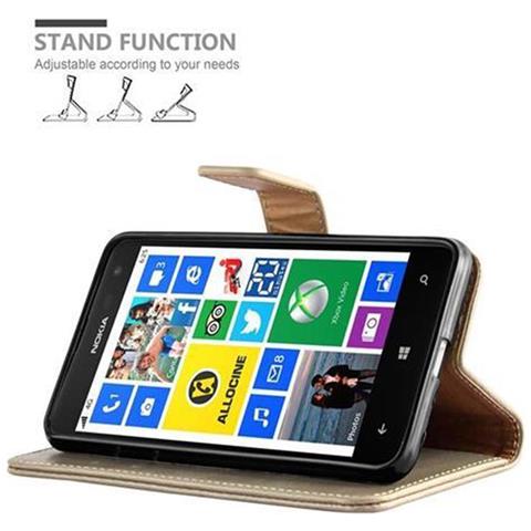Custodia Compatibile Con Nokia Lumia 625 In Marrone Cappuccino - Coperchio Protettiva Con Chiusura Magnetica, Funzione Stand E Tasca Per Le Carte - Foto 9
