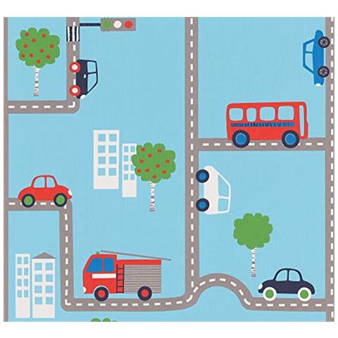 A. s. Cr? ation 936321 - Carta Da Parati Boys And Girls 4 Traffico, Colore: Blu, Multicolore - Foto 2