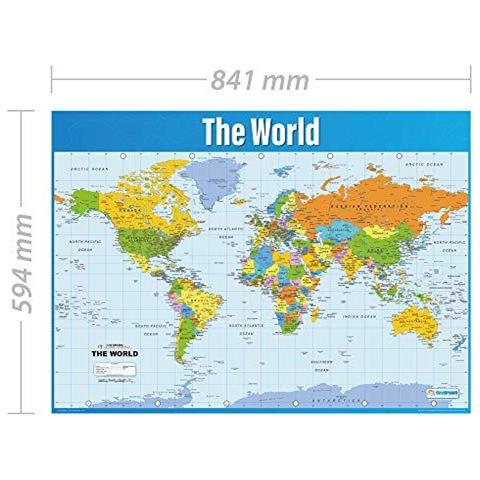 Mappa Del Mondo Geografia Poster Gloss Paper Misura 850 Millimetri X 594 Millimetri (a1) Geografia Aula Poster Grafici Istruzione Di Daydream Education - Foto 2