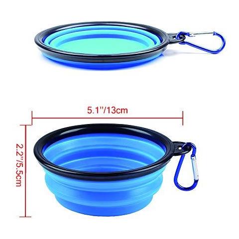Pieghevole Corsa Del Cane Del Silicone Del Gatto Ciotola Portatile Pet Food Water Bowl Nutrire Abbeveratoio Acqua Portatile Bevitore Con Acqua Gancio Facile Da Trasportare Risparmio Di Spazio. (1 Pz) (s-blu)  - Foto 2