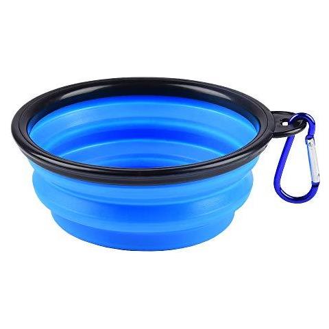 Pieghevole Corsa Del Cane Del Silicone Del Gatto Ciotola Portatile Pet Food Water Bowl Nutrire Abbeveratoio Acqua Portatile Bevitore Con Acqua Gancio Facile Da Trasportare Risparmio Di Spazio. (1 Pz) (s-blu)  - Foto 1