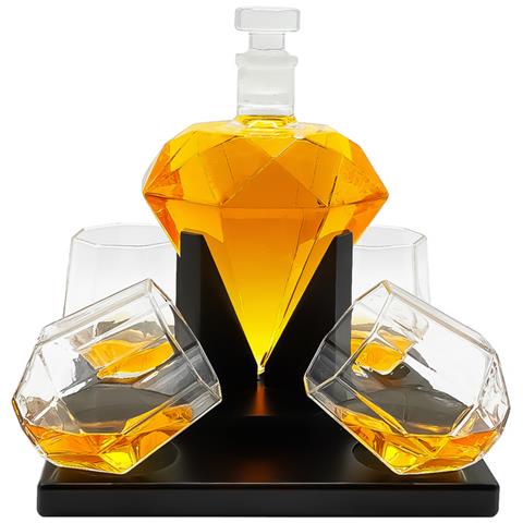 Decanter Per Whisky - Globe - Set Caraffa Per Whisky Di Lusso - 0,9 L - Decanter - Set Per Whisky - Include 4 Pietre Per Whisky In Acciaio Inossidabile, 2 Bicchieri Da Whisky - Foto 2