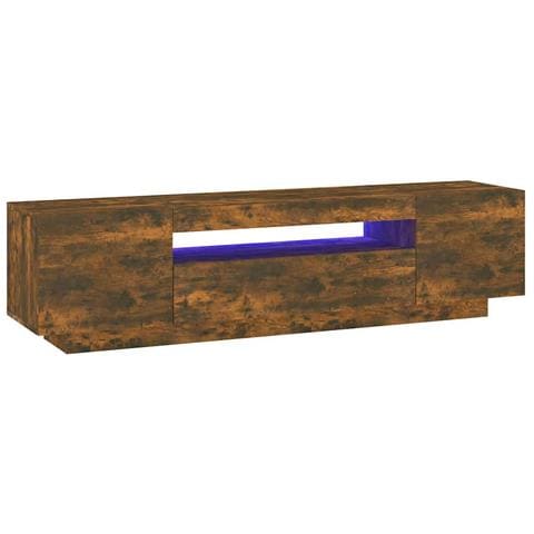 Mobile Porta TV con Luci LED Rovere Fumo 160x35x40 cm - Foto 1