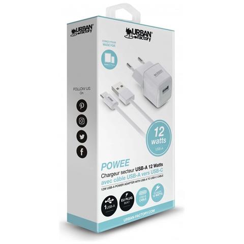 Caricabatterie Da Parete + Cavo Usb-c Urban Factory Psc25uf Bianco 12 W - Foto 1