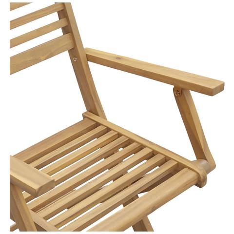 Sedie Giardino Pieghevoli 4pz 54,5x61,5x86,5 Cm Massello Acacia - Foto 9