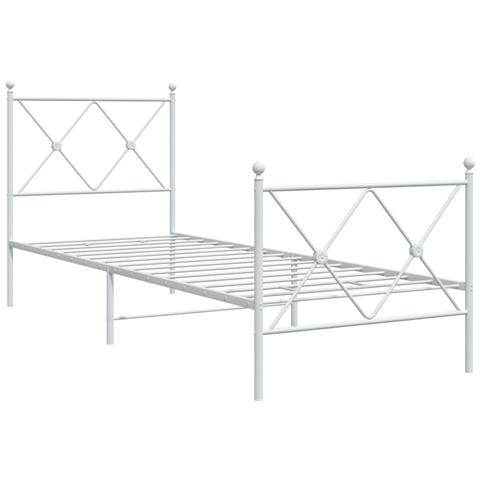 Giroletto Con Testiera E Pediera Metallo Bianco 80x200 Cm - Foto 2