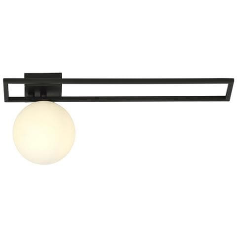 Lampada A Soffitto Imago - Nero, Bianco - Acciaio Verniciato A Polvere, Vetro - 50x21x18 Cm - Foto 1