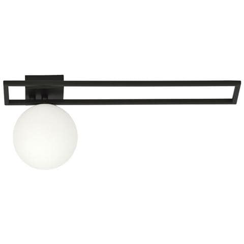 Lampada A Soffitto Imago - Nero, Bianco - Acciaio Verniciato A Polvere, Vetro - 50x21x18 Cm - Foto 2