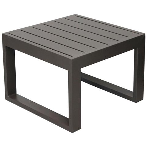 Tavolino Basso Quadrato 45x45 Cm Da Esterno Giardino Per Salotto Con Struttura In Alluminio E Piano Effetto Doghe Milos - Foto 1