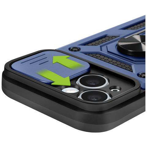 Cover Per Iphone 15 Anello Supporto Coprifotocamera Scorrevole, Blu Scuro - Foto 5