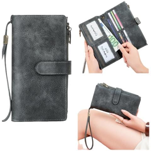 Portafoglio Da Donna Con Protezione Rfid In Similpelle - Nero Grey - Foto 1