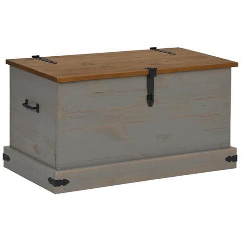 Cassapanca Halden Grigio 91x48x47 Cm In Legno Massello Di Pino - Foto 2