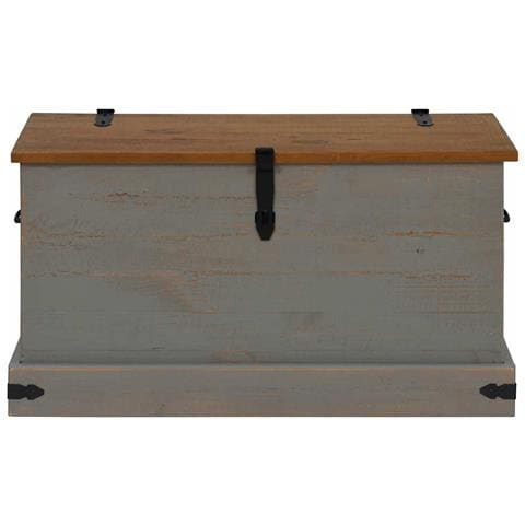 Cassapanca Halden Grigio 91x48x47 Cm In Legno Massello Di Pino - Foto 3