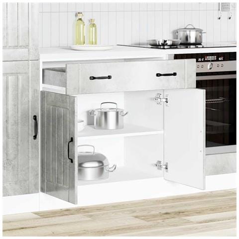Base Da Cucina Lucca Grigio Cemento In Legno Multistrato - Foto 1