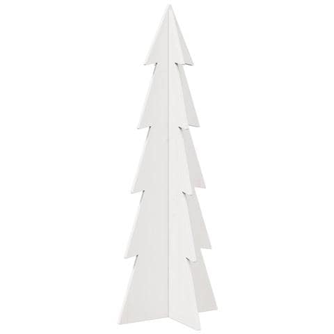 Albero Di Natale Decorativo Bianco 112 Cm Legno Massello Pino - Foto 2