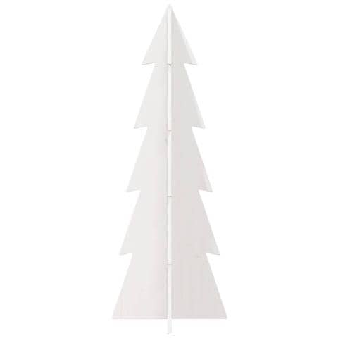 Albero Di Natale Decorativo Bianco 112 Cm Legno Massello Pino - Foto 3