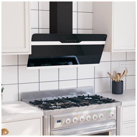 Lusso Casadino -  Cappa A Parete 90 Cm In Acciaio E Vetro Temperato Nero - Foto 8