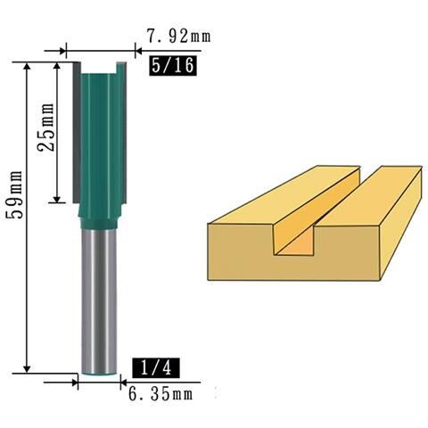 Punta Per Fresa Diritta Con Codolo Da 1/4"" Con Taglierina (confezione Da 2)   B - Foto 2