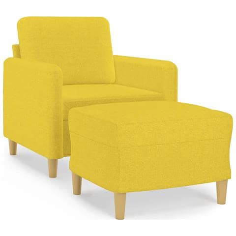 Poltrona con Poggiapiedi Giallo Chiaro 60 cm in Tessuto - Foto 1