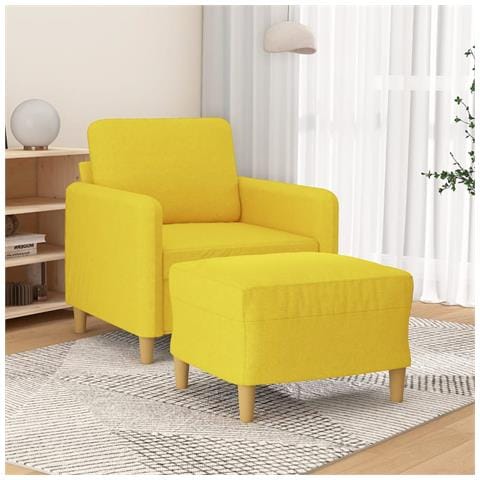 Poltrona con Poggiapiedi Giallo Chiaro 60 cm in Tessuto - Foto 2