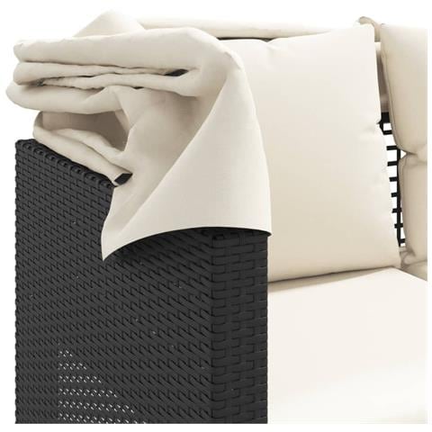 Divano Giardino 3 Posti Baldacchino e Sgabelli Nero Polyrattan - Foto 9