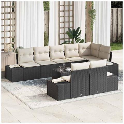 Set di divani da giardino a 8 pezzi con cuscini Rattan Polyrattan marrone - Foto 2