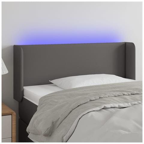 Testiera a LED Grigio 93x16x78/88 cm in Similpelle - Foto 2