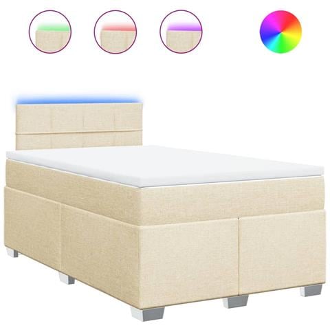 Giroletto a Molle con Materasso Crema 120x190 cm in Tessuto - Foto 1