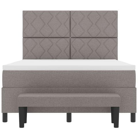 Letto con Box Spring con Materasso e Panchina Taupe 140x190 cm Tessuto - Foto 9