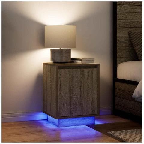 Comodini con Luci a LED 2 pz Rovere Sonoma 38x34x50 cm - Foto 2