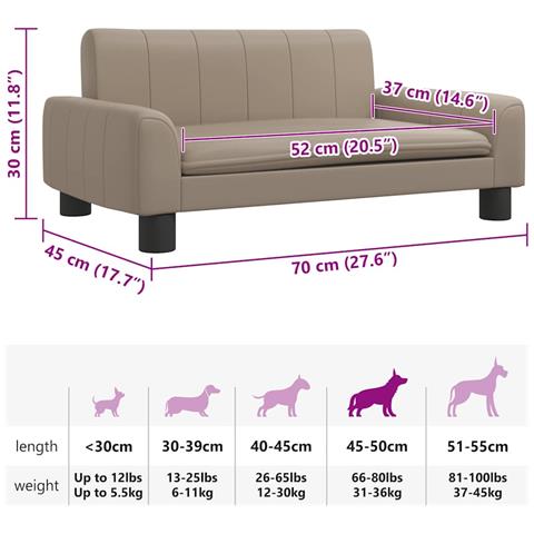 Lettino per Cani Cappuccino 70x45x30 cm in Similpelle - Foto 7