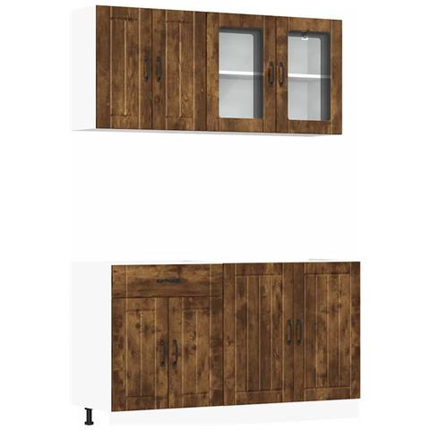 Set Mobili da Cucina 4 pz Kalmar Rovere Fumo Legno Multistrato - Foto 1