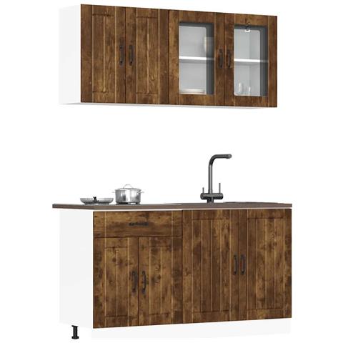 Set Mobili da Cucina 4 pz Kalmar Rovere Fumo Legno Multistrato - Foto 2