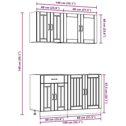 Set Mobili da Cucina 4 pz Kalmar Rovere Fumo Legno Multistrato - Foto 9