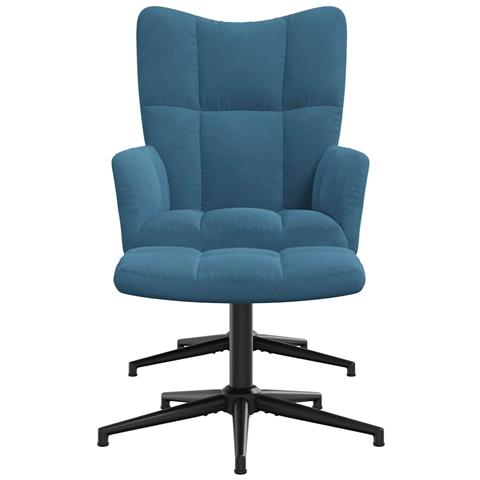 Lusso Casadino -  Poltrona Relax Con Poggiapiedi Blu In Velluto - Foto 2