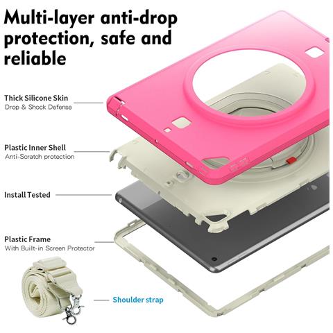 Custodia Per Ipad 9/8 10.2” Con Supporto E Tracolla Rosa - Foto 2