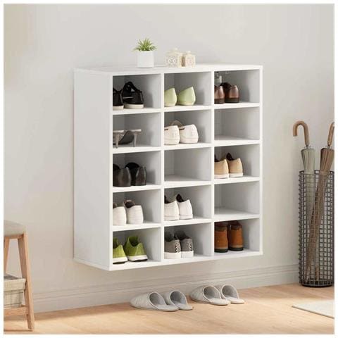 Scarpiera Bianco 77.5 x 30 x 83.5 cm Legno multistrato - Foto 2