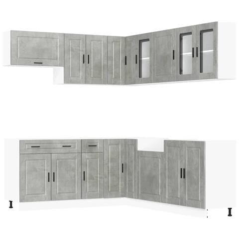 Set Mobili da Cucina 11 pz Porto Grigio Cemento in Truciolato - Foto 1