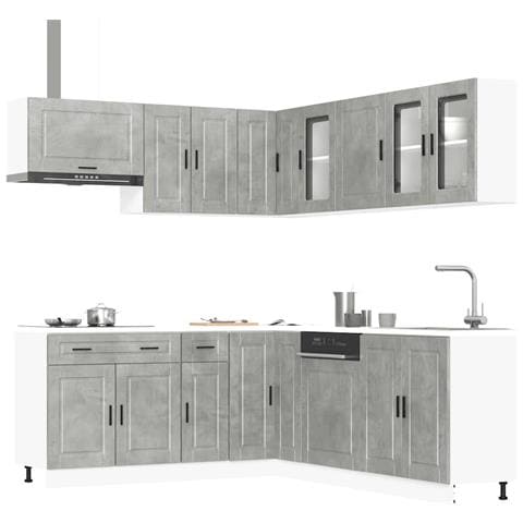 Set Mobili da Cucina 11 pz Porto Grigio Cemento in Truciolato - Foto 2