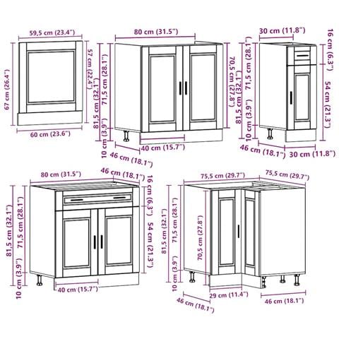 Set Mobili da Cucina 11 pz Porto Grigio Cemento in Truciolato - Foto 9