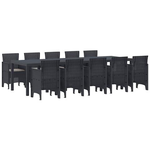 Set da Pranzo per Giardino 11 pcs Antracite Poly Rattan - Foto 1