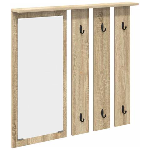 Appendiabiti a muro con specchio rovere sonoma 84 x 10 x 80 cm - Foto 1