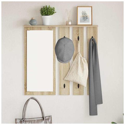 Appendiabiti a muro con specchio rovere sonoma 84 x 10 x 80 cm - Foto 2