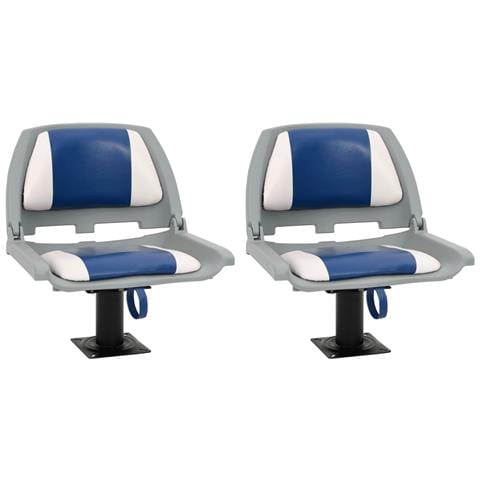 Set Sedile per Barca Pieghevole 4 pz Blu e Bianco 48x51x41 cm - Foto 1
