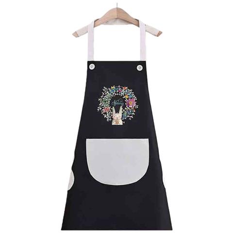 Grembiule Da Cucina Nero Senza Maniche In Pvc Con Tasca Bianca E Design Coniglietto - Impermeabile E Resistente All'olio - Foto 1