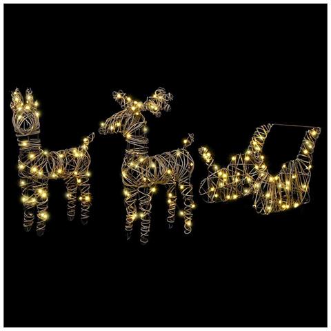 Slitta trainata da renna con 160 LED Bianco caldo Rattan - Foto 2
